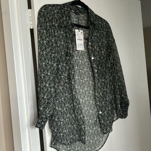 Zara Print Button Down Shirt